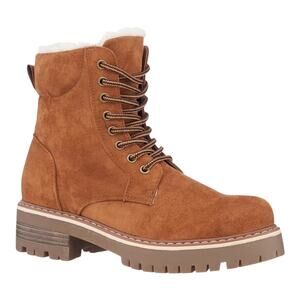 GC Shoes Women's Camila Faux Fur Lined Lace Up Booties Tan Size 9